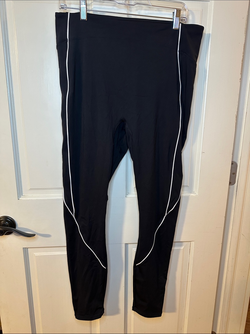 Fabletics Black Leggings with White Piping